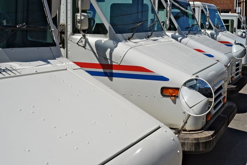 Mail Trucks in a Line