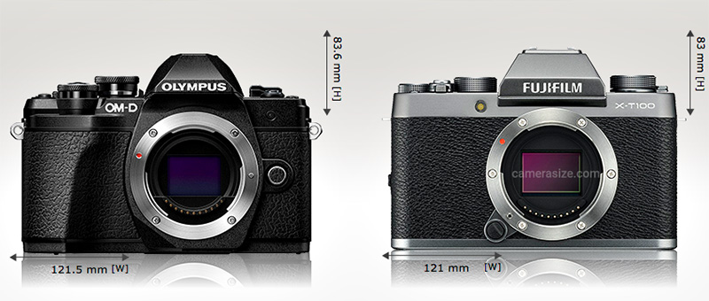 Fuji x-t100 size