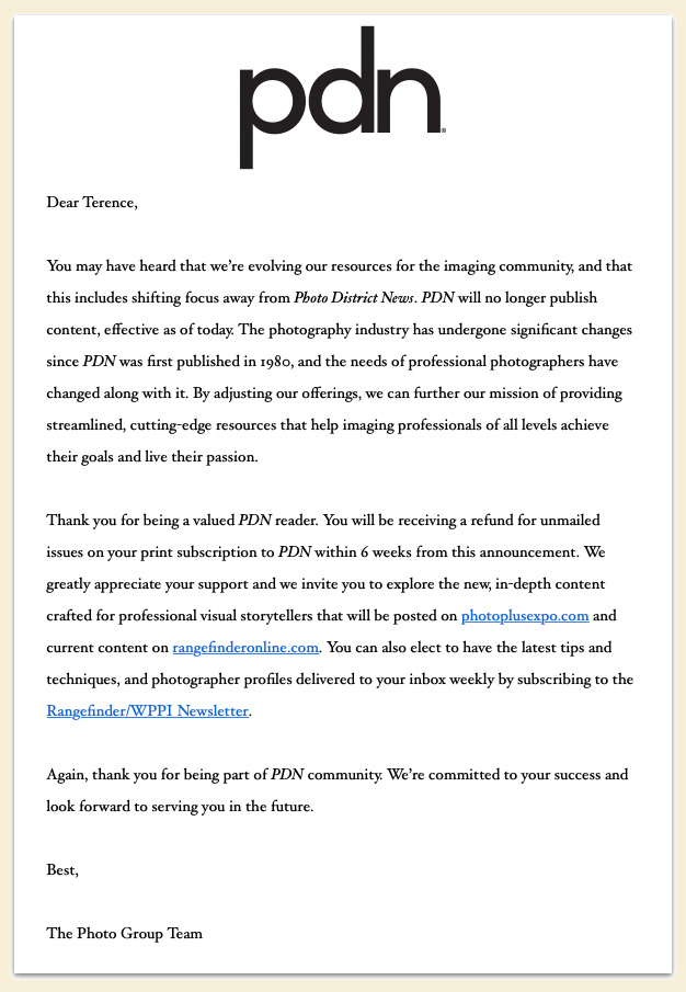 PDN letter